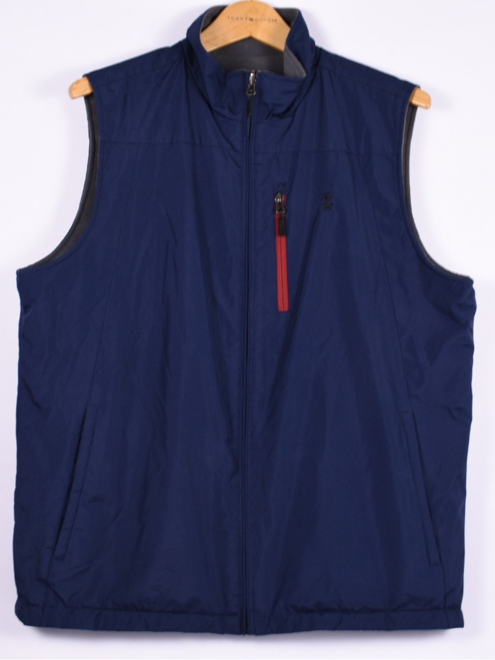 IZOD Reversible Full Zip Vest Gray Blue